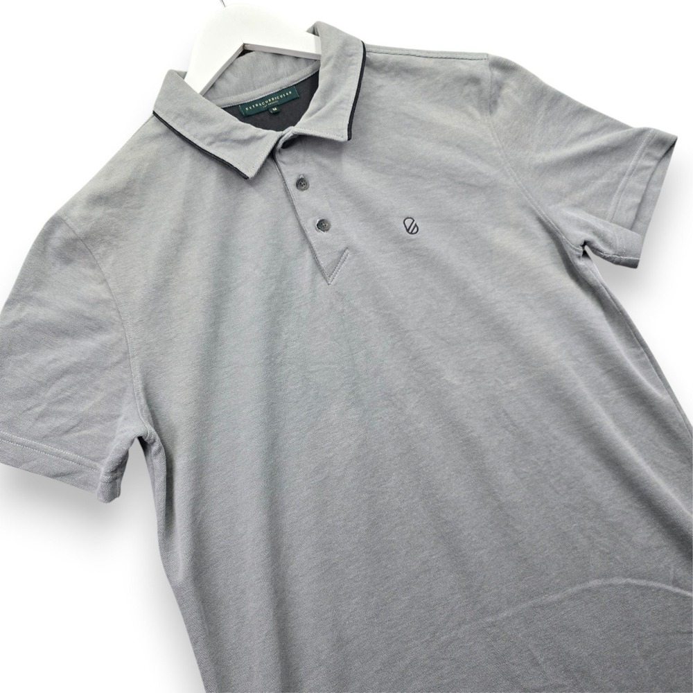 Extracurricular Mens Polo Shirt Casual Golf Size M Grey Cotton Blend S/S Logo